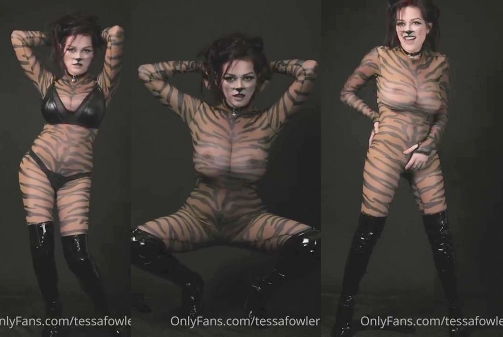 Tessa Fowler See Through Halloween Cat Costume Video Leaked - XXX Clip