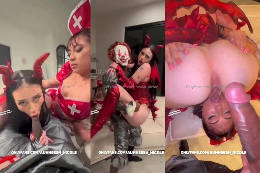 Auhneesh Nicole Halloween Threesome Sextape Video Leaked - Watch Free