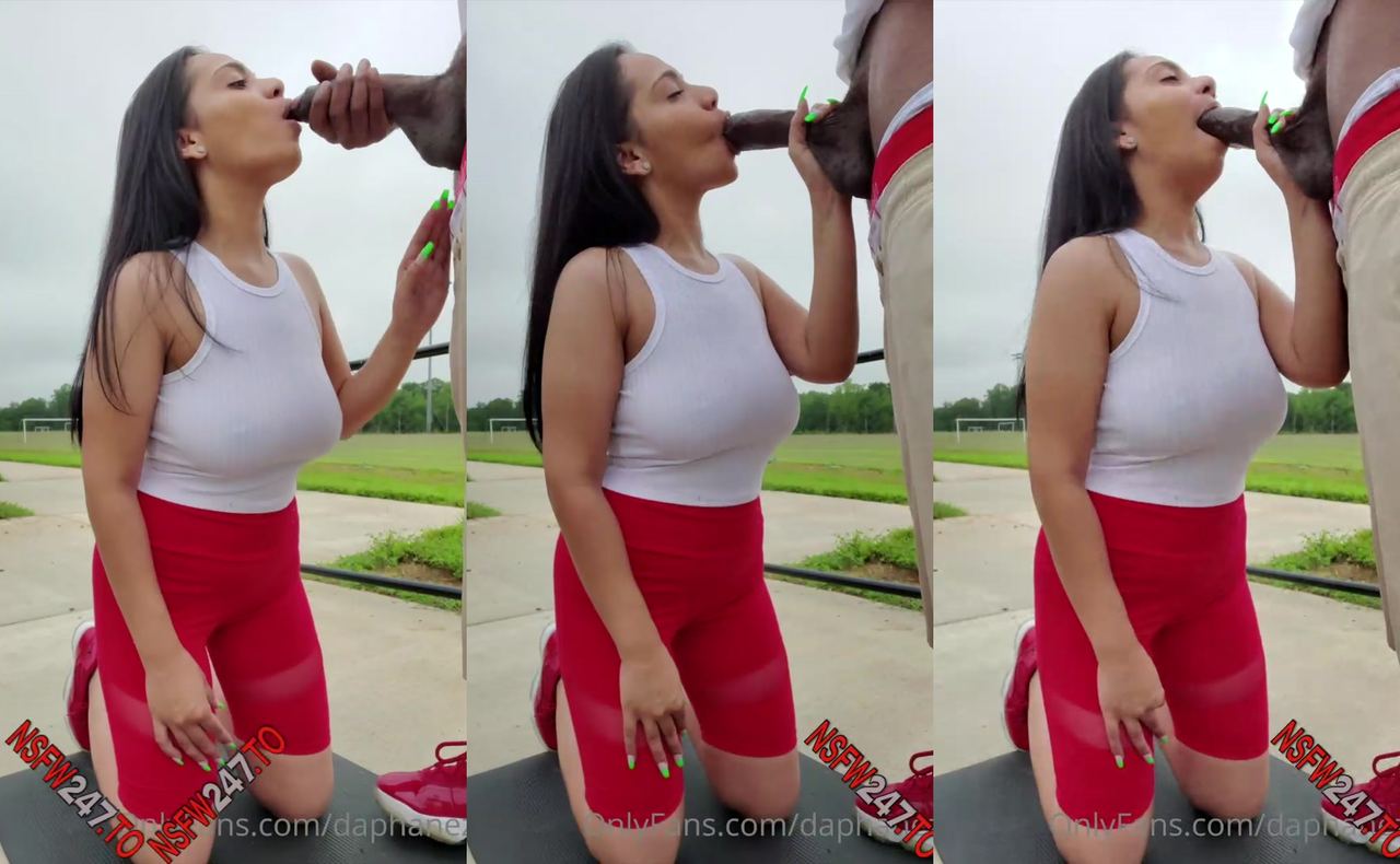 Daphanez blowjob big black cock outside - HD Video