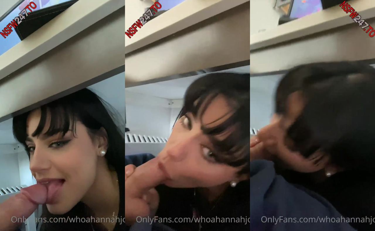 Hannah Jo Blowjob Under The Table While He Is On Business Call with A Client