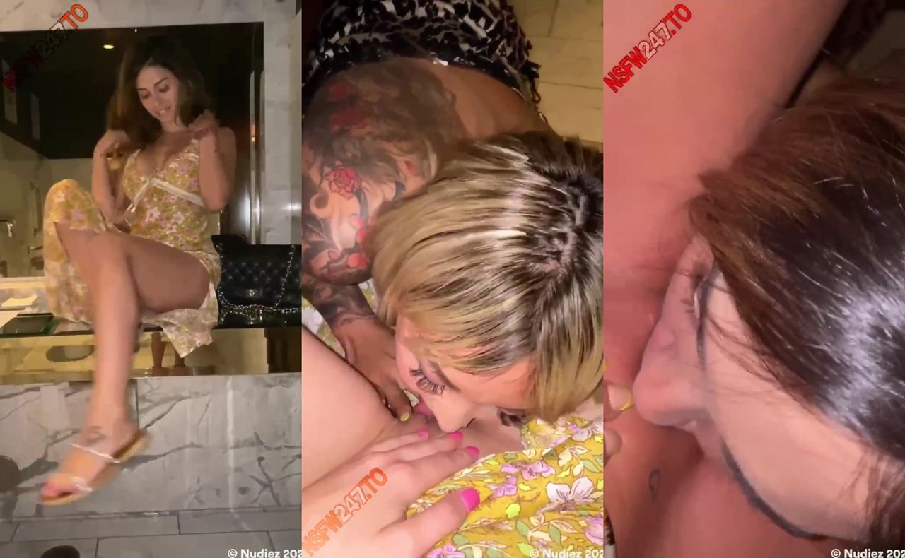 Kiara Moon public restroom lesbian pussy licking POV