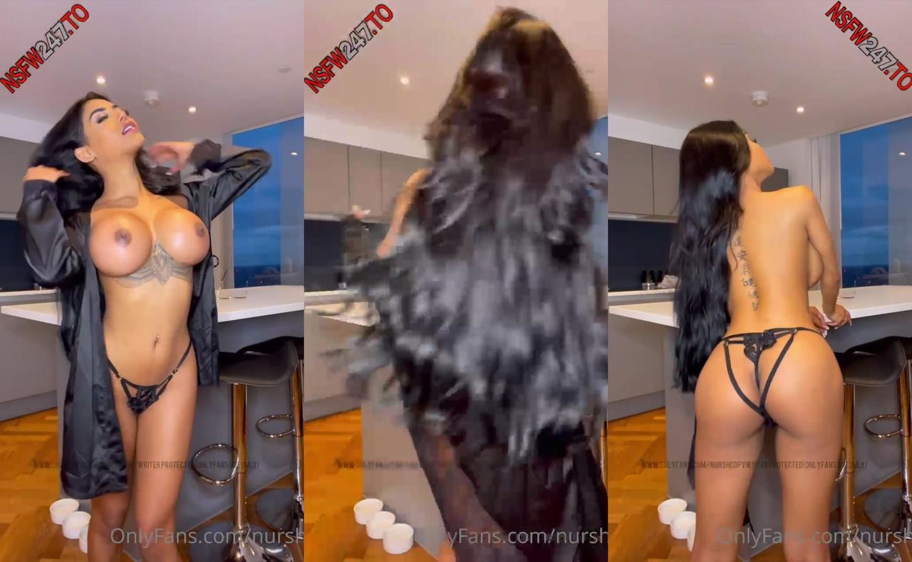 Nursh Showing Nude body and Big Boobs in new sexy satin See through Nighty and teasing with rubbing big boobs